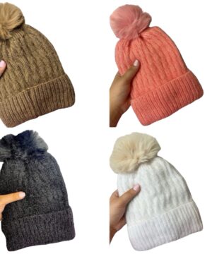 Beanies/ Gorro Invierno Con PonPon 4 Colores
