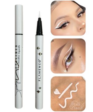 Delineador Plumón Blanco Flamenco Waterproof Larga Duración