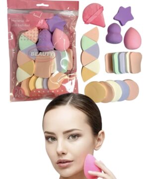 Set 20 Esponjas y Borla Para Maquillaje